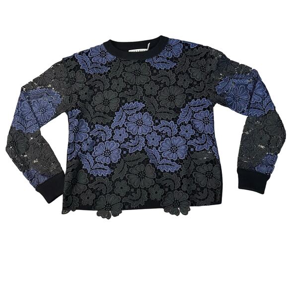Alice + Olivia Sweaters - ALICE + OLIVIA Women's Jesse Lace Pullover Sweater Size XS In Black/Navy